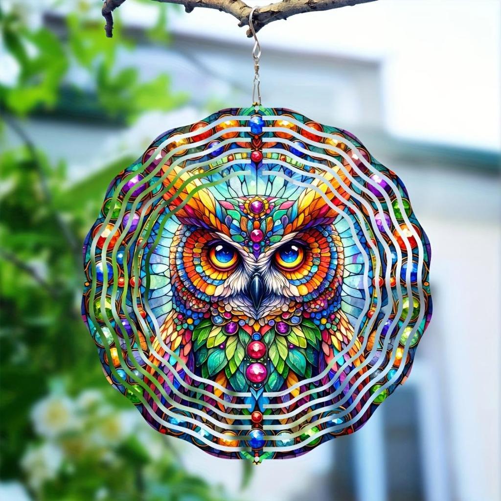 Enchanting, Charming Owl Metal Wind Spinner - Perfect Gift for Women, Mom, Grandma, Wife | 25.4cm Indoor/Outdoor Decor | Ideal Christmas Ornament