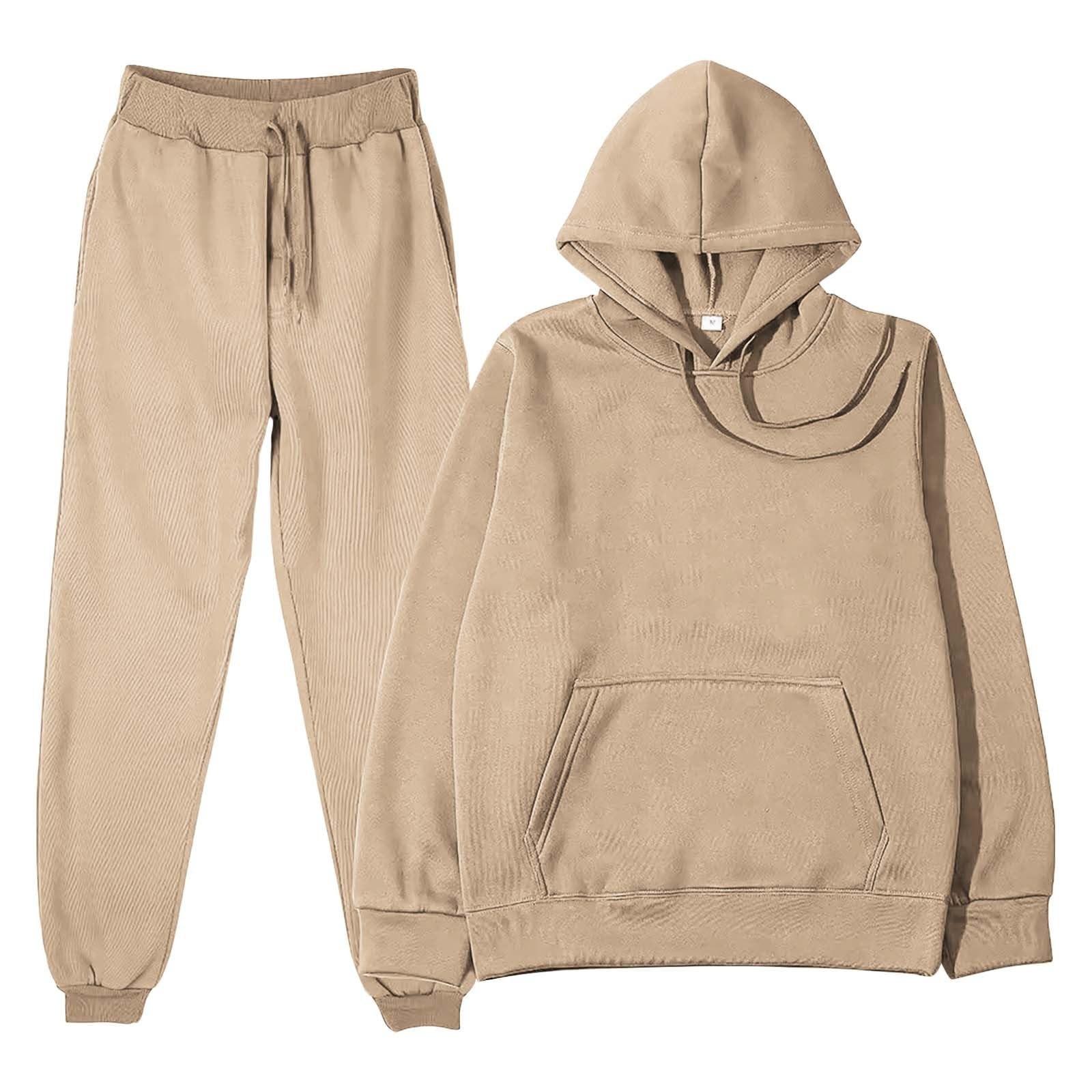 

Женские модные однотонные свободные комплекты из 2 предметов, толстовки, спортивные штаны, спортивные костюмы, спортивные комплекты для активного отдыха XL верблюд