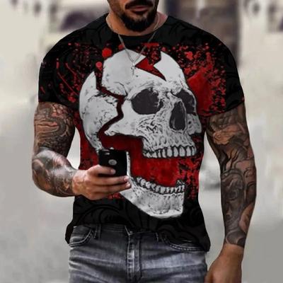 Men's Skull 3D Printed Short Sleeved T-shirt Retro Casual Fashionable Shirt Summer Streetwear Oversized Tops Tee Clothing