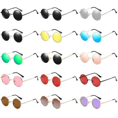 Polarized Small Round Sunglasses Metal Eyewear Retro Punk Shades  for Men & Women