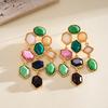 European and American silver needle geometric resin acrylic stud earrings summer small fresh earrings light luxury high-end earrings women