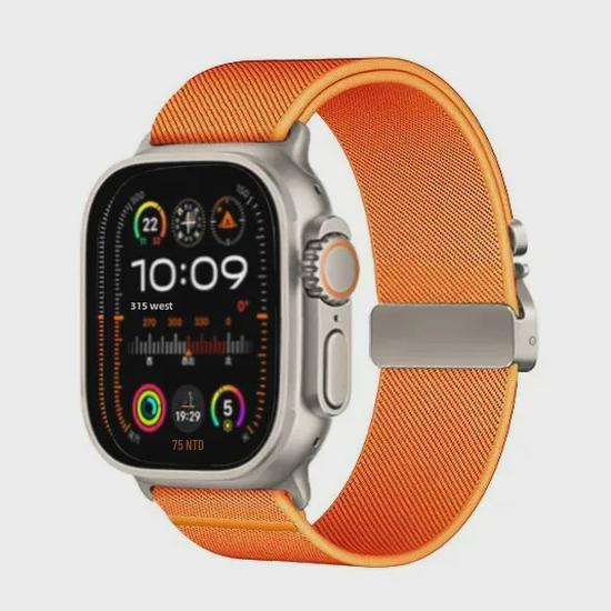 Compatible with Apple 10th Gen Elastic Nylon Watch Band, Ultra 1~2, Series 987654 Buckle