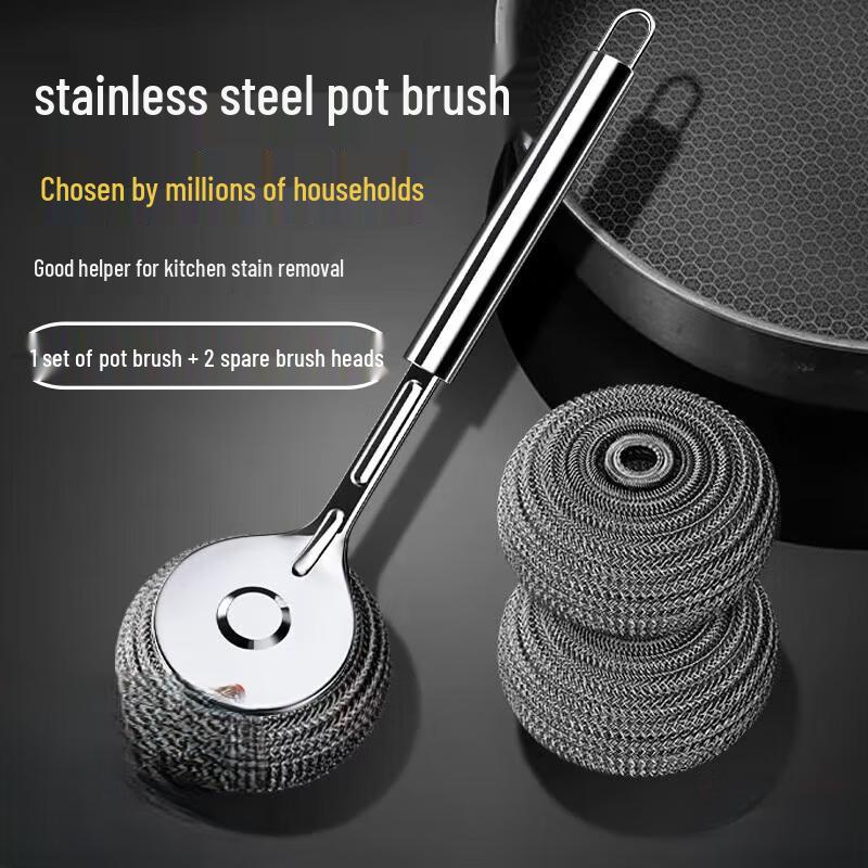 Long Handle Stainless Steel Pot Cleaning Brush