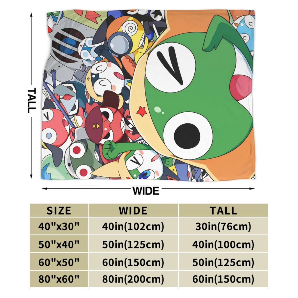 Cartoon Funny Keroro Gunsou Frog Warm Blanket Camping Plush Throw Blanket Aesthetic Couch Chair Flannel Bedspread Sofa Bed Cover