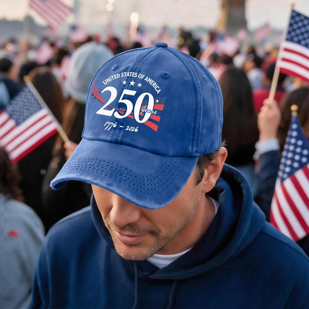 Men's and Women's Matching American 250th Anniversary Anniversary Embroidered Vintage Washed Baseball Cap
