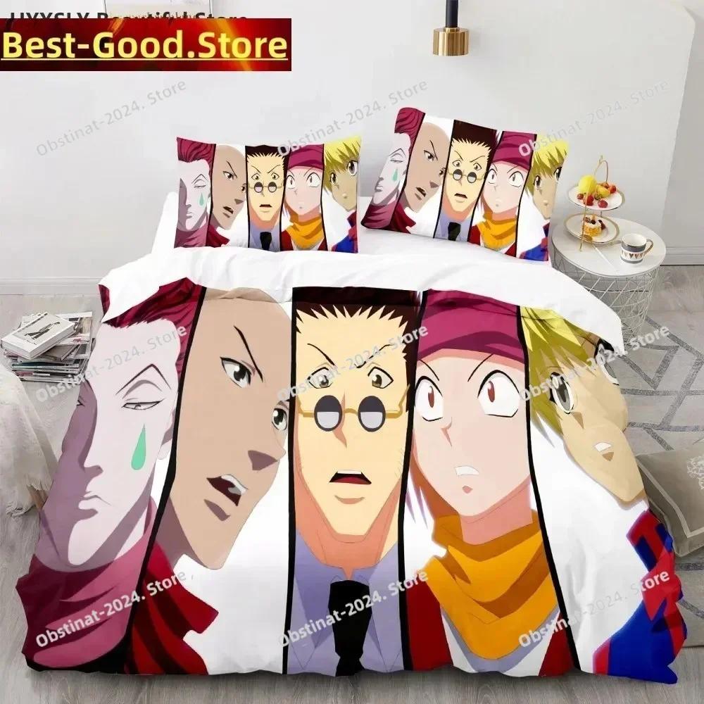 Hunter X Hunter Bedding Set Japanese Anime Printed Single Comforter Quilt Duvet Cover Pillow Case 3 Pieces Sets Kids Adult Size
