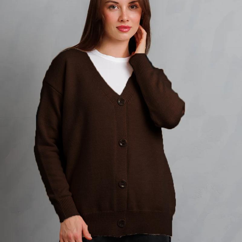 Women Autumn Winter  Wardrobe Staple solid color  Loose Cardigan Sweater Coat