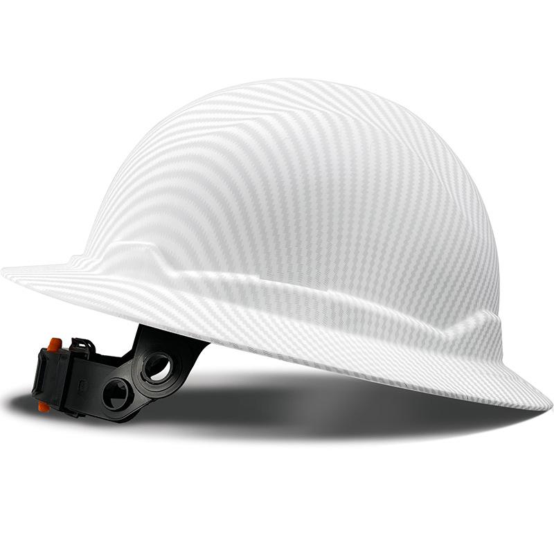 Carbon Fiber Color Large Brim Non-porous Smash-proof Comfortable Hard Hat Construction Site Construction Sunscreen Helmet