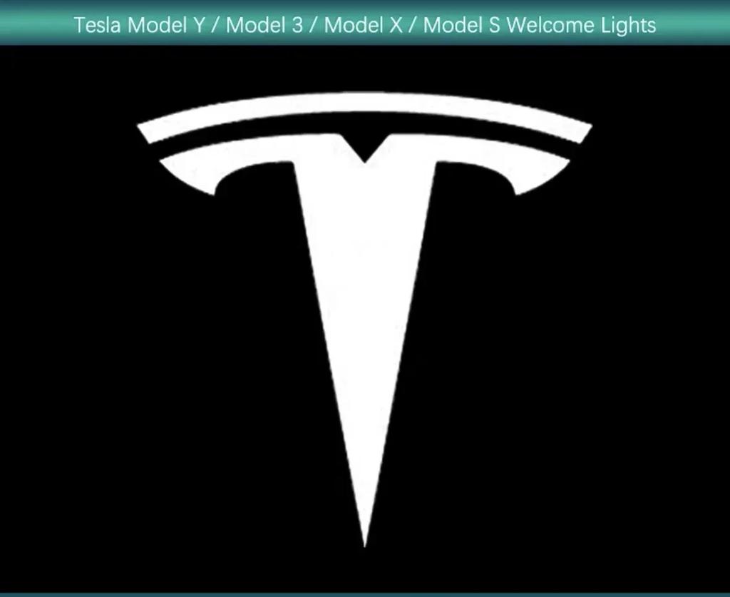 Car Sticker Tesla 2Pcs Car Door Projector LED Logo Welcome Lights Shadow Decoration Lamp for Tesla Model 3 Y Model X S Accessori
