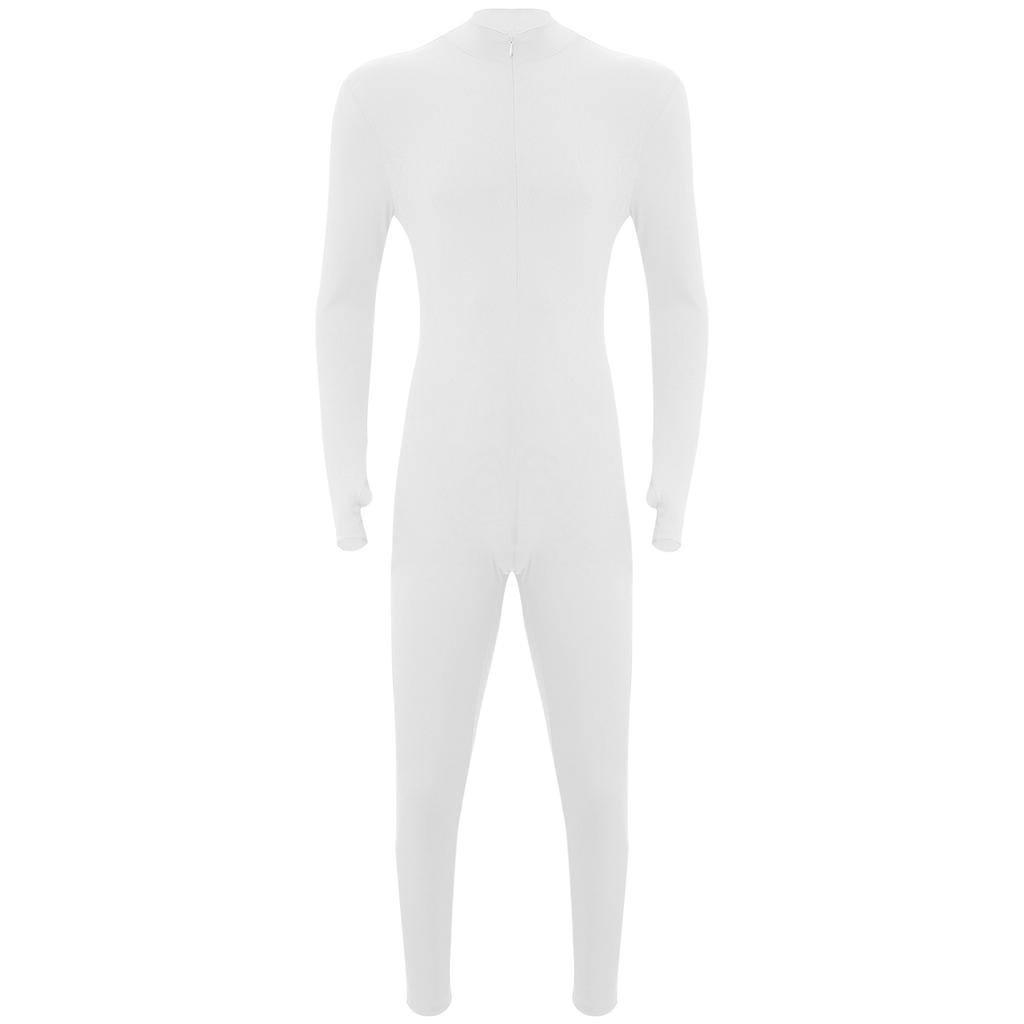 Macacão Unitário Listrado Masculino Gola Alta Manga Longa Calça Zíper Frontal Estilo Romper Roupa Esportiva Yoga