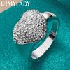 URMYLADY 925 Sterling Silver Heart Zircon 7-10 Ring For Women Fashion Wedding Party Charm Jewelry