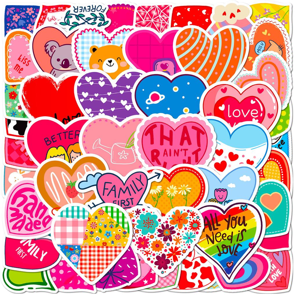 50 Shiny Cute Heart Stickers Romantic Love Valentine's Day Stickers Girl Love Graffiti Stickers Ins Style Stickers