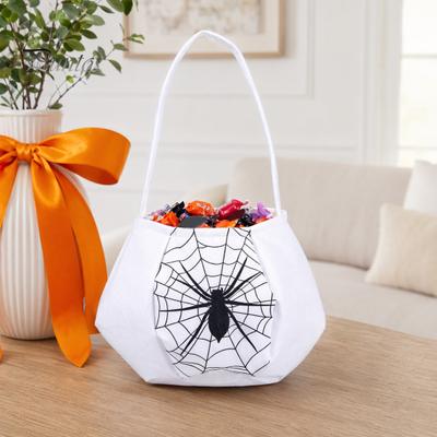 Halloween Party Decor Cute Treat or Trick Bag with Handle for Kids, Reusable Non Decoration Woven Candy Goodie Bag, Soft Handbag Basket Favors