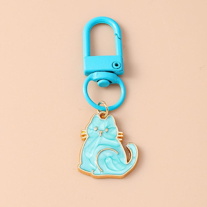 Cute Enamel Cat Key Chain Cartoon Animal Key Ring Pendants Key Holder Women Girls Handbag Accessories Jewelry Gifts