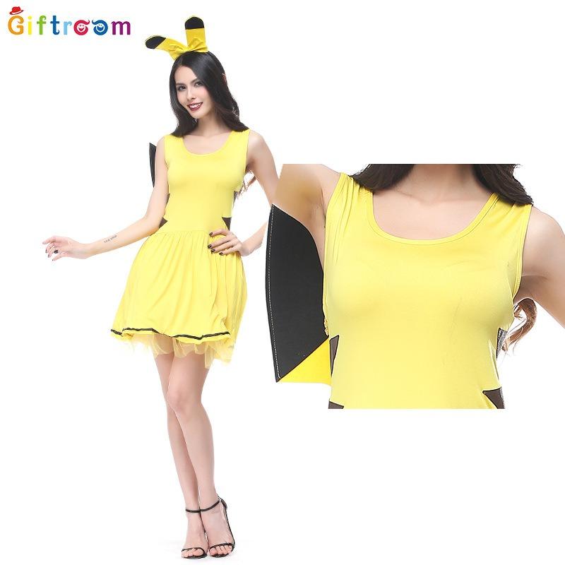Western Halloween Adult Costume Women's Masquerade Festival Party Lion Costume Pikachu Cute Dress