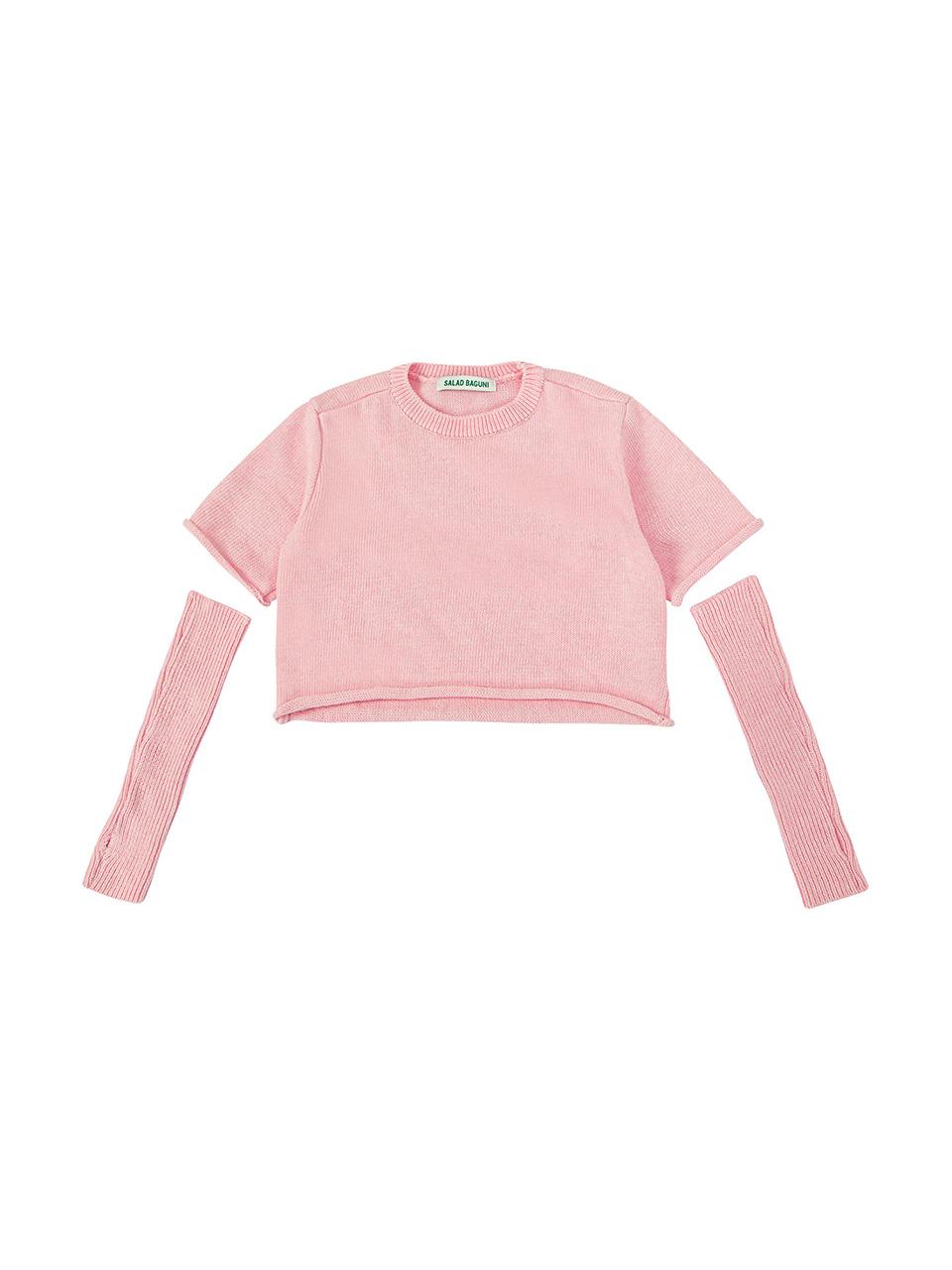 Salad Basket Half Sleeve Pullover With Warmer_Pale Pink