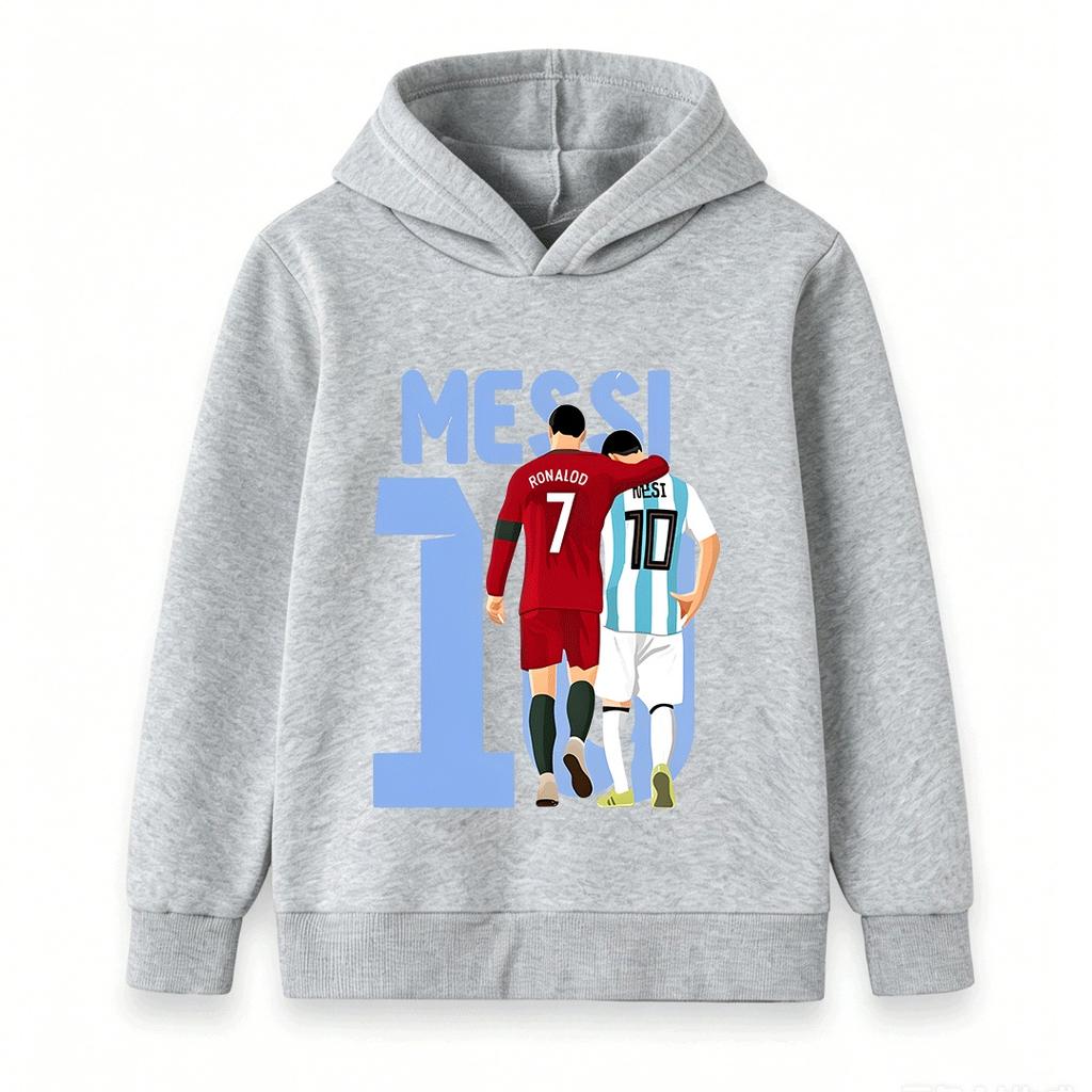 Kids Boys Girls Crew Neck Short Sleeve 100% Cotton T-Shirt, Football Superstar Pattern Casual Soft Comfortable Tee for Daily Sports Outdoor Wear