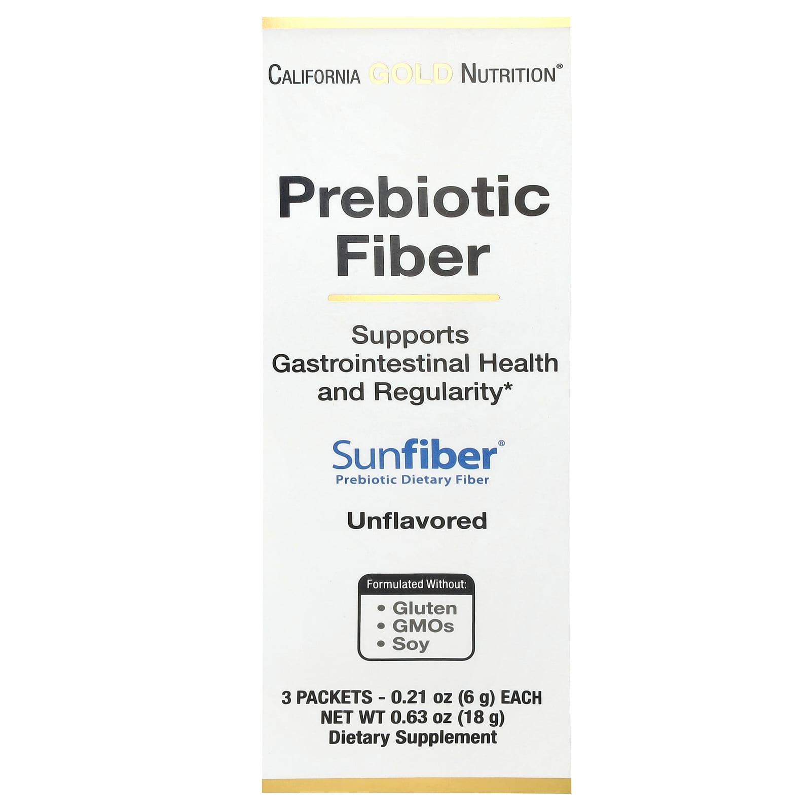 

Prebiotic Fiber, 3 Packs, 6G (0.21Oz) Each