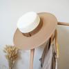 French Retro White Khaki Flat Top Top Top Hat Women'S Summer Sunshade Vacation Beach Sun Straw Hat Big Brim