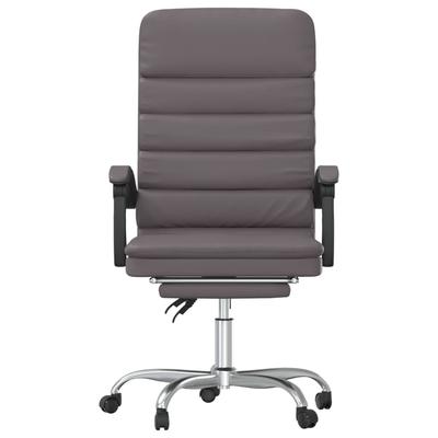 Massage Office Chair with Reclining Function Gray Artificial Leather