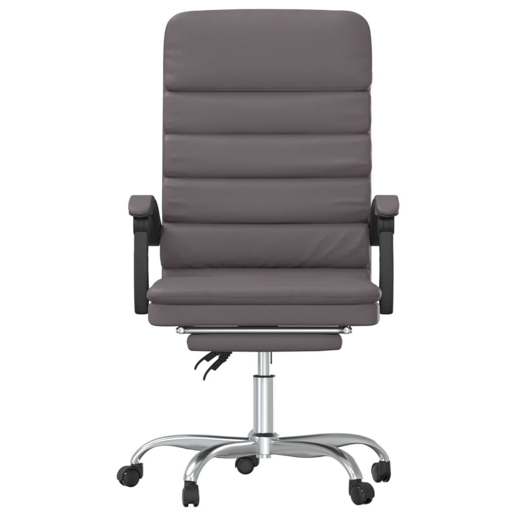 Massage Office Chair with Reclining Function Gray Artificial Leather