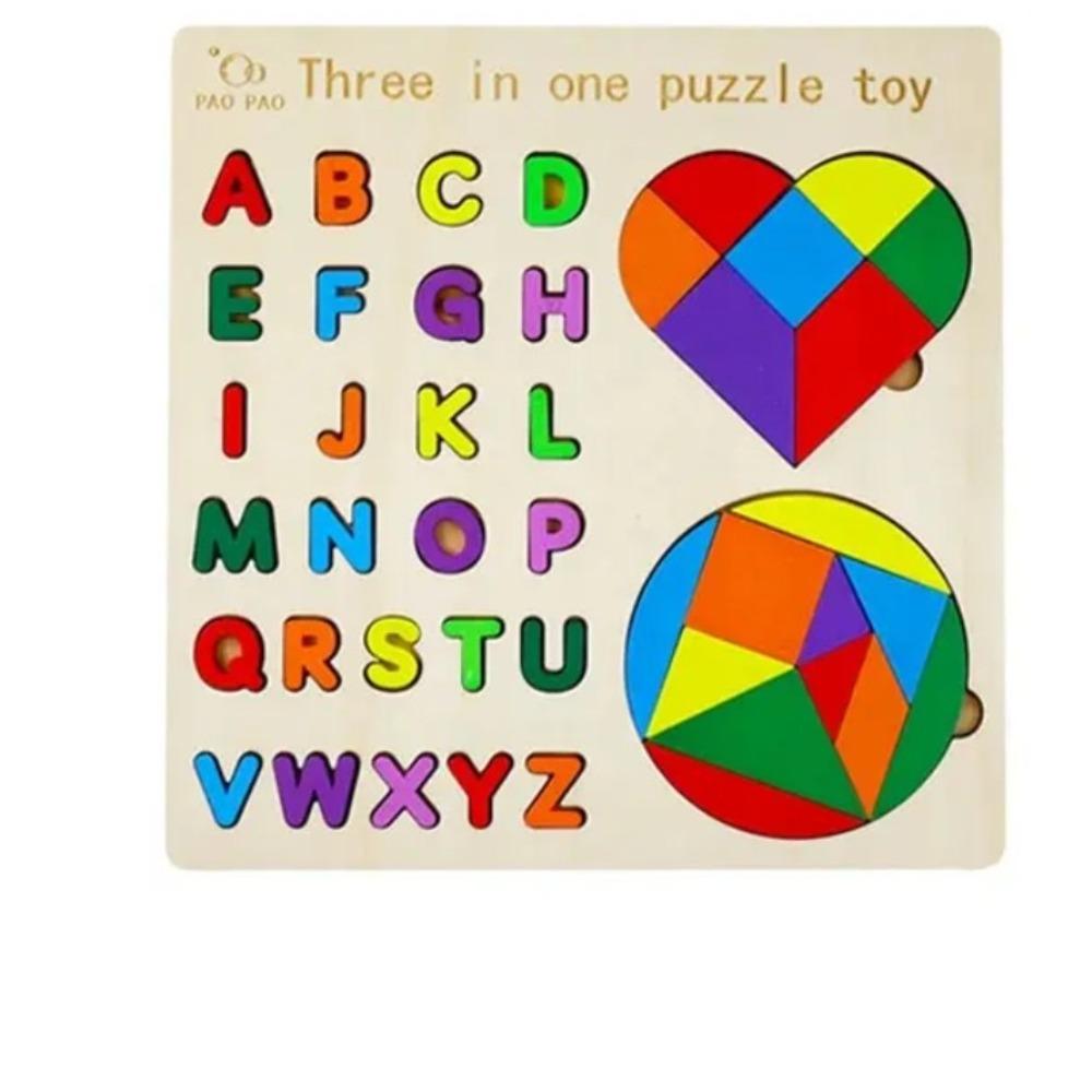 3 In 1 Wooden Puzzle Toy Color Shape Cognition Brain Games for Children Wood Jigsaw Puzzles Toys Tangrams for Children Kids