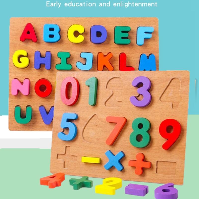 Wooden Puzzle Board Shape Matching Toy Alphabet/Number/Geometric Tangram Busy Board Jigsaw for Baby Kids Early Education