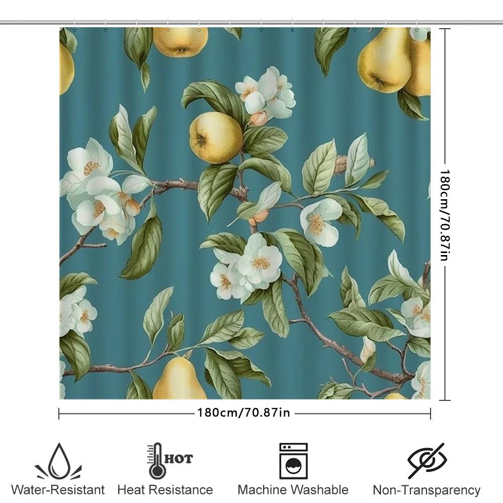 Modern bathroom decor shower curtain with floral fruit pattern for kids' bath area waterproof fabric washable home accessories B