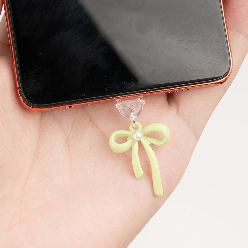 Phone Dust Plug Pendant For Type-C Port Cute Bow Mobile Phone Dust Plug Charging Port Protector Anti-Dust Plug Cover