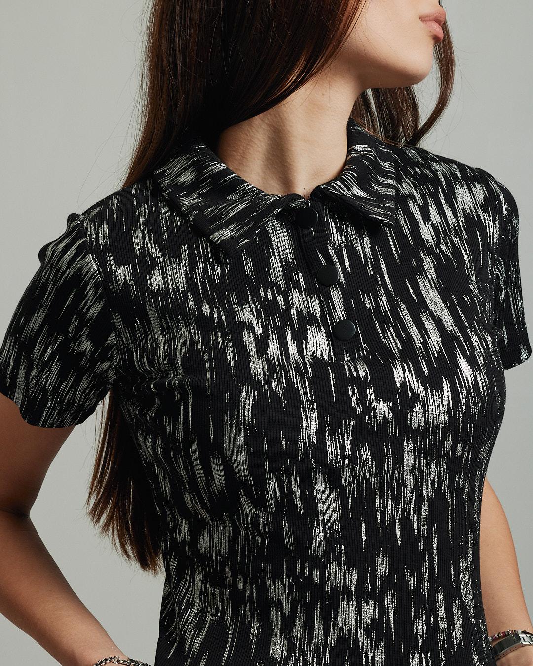 

Футболка с воротником Raw 36423 M черная S білий