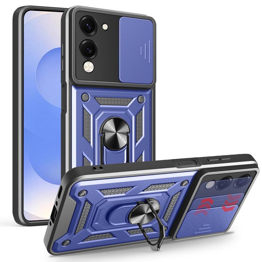 Armor Case For Vivo Y29S 5G Y19S Y04 4G Cover Lens Protection With Ring Magnetic Holder Coque Fundas Capa