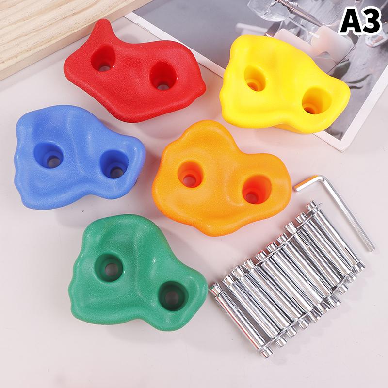 5Pcs Double Hole Plastic Rock Climbing Holds Toys For Boys Games Child Wood Wall Climbing Stones Random Color Outdoor Sports Toy