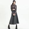 Autumn/Winter Plus Size A-Line Pleated Skirt: High-Waisted, Hip-Covering, Slimming Short Skirt for Petite & Chubby Girls in College Style.