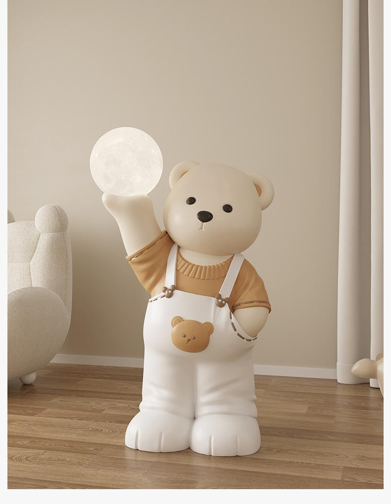 Creative Cute Bear Statues Large Floor Tray Storage Ornaments Interior Figurine Nordic Home Decor Objects Decorative Side Table