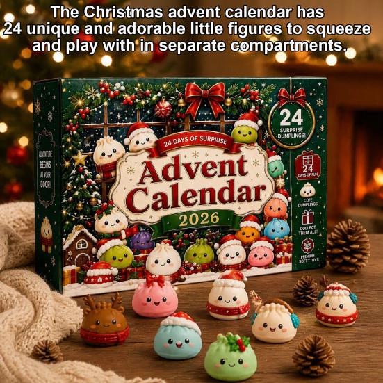 Christmas Countdown Set 2026 Squeeze Toy Advent Calendar, 24-Day Dumpling Bun Fidget Silicone Toys Box, Soft TPR Stress Relief Sensory Gift