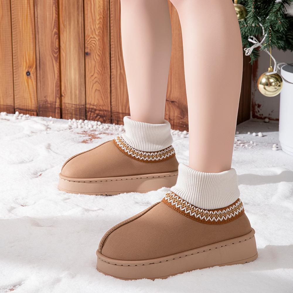 2025 neue Schneestiefel Zuhause draußen warm verdickte Baumwollpantoffeln Wildleder All-inclusive Paar Baumwollpantoffeln