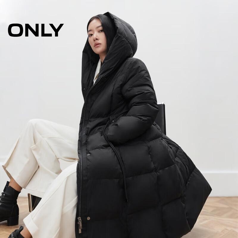 Only Women's Long Hooded Duck Down Puffer Coat