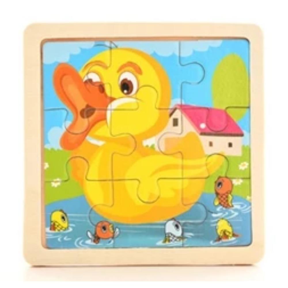 Kids Toy Wood Puzzle Small Size 11*11cm Wooden 3D Puzzle Jigsaw for Children Baby Cartoon Animal/Traffic Puzzles Educational Toy