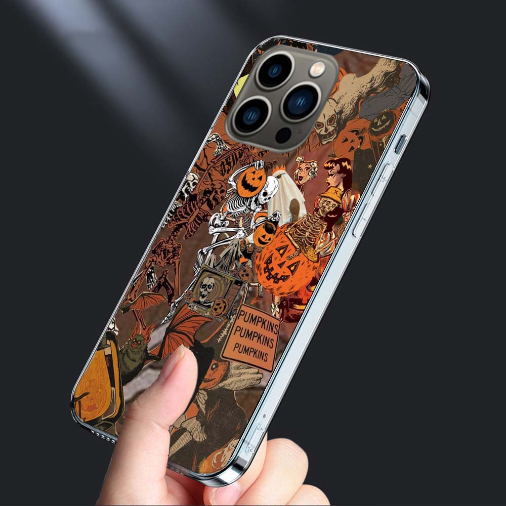 Halloween Fall Art Witch Cat Phone Case For Iphone 16E 15 Pro 14 Plus 17E 16 17 Pro Max Air 11 12 13 Mini Shockproof Capa Cut