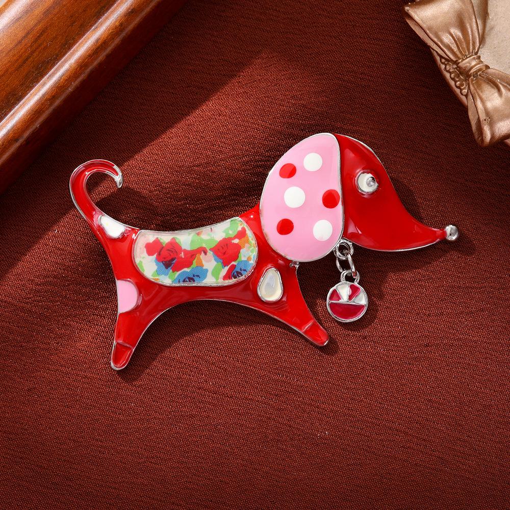Creative personality glazed puppy brooch cute animal imitation enamel high-end corsage women's suit coat pin buckle