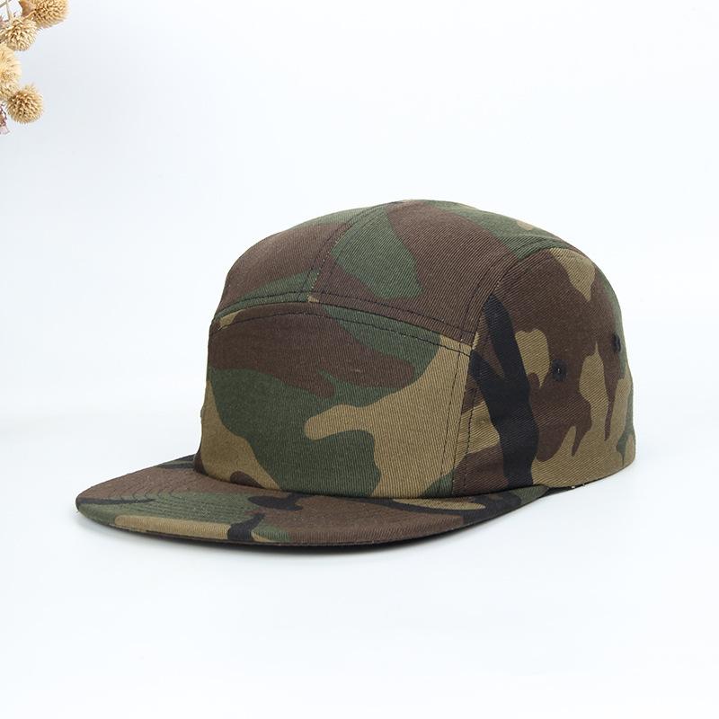 Cotton 5-Panel Flat Brim Baseball Cap, Unisex Aviator Skateboard Camping Hat, Street Hip Hop Headwear