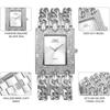 "Japanese Quartz Women's Hip Hop Square Watch with Diamond, Waterproof, Chain Band, Analog Display, Gold and Silver Fashion Accessory"
