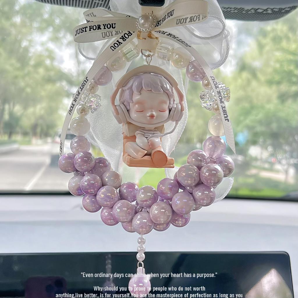 Compatible Bubble Temperature Car Mirror Bow Decoration Gift