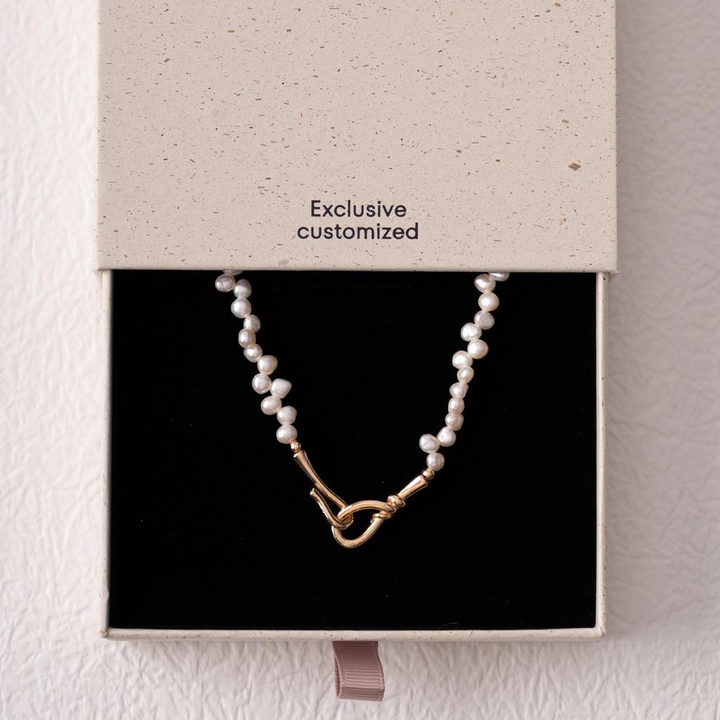 Zynzonis Freshwater Pearl Choker Gold Gift Women's Necklace, Small, 40-42cm, Clasp, Nickel-Free, Stackable,