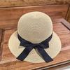 Hat schoolgirl tide bucket hat breathable straw pot hat foldable sun hat sunscreen top hat bow