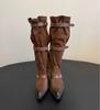 Fashion 2025 Autumn New Suede Leather Knee-High Boots Women Pointed Toe Chunky Heels Long Boots Fashion Belt Buckle Knight Botas Mujer