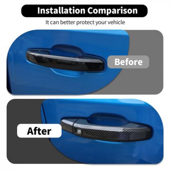 For Chevy Silverado Suburban Sierra 20+Carbon Fiber Door Handle Bezel Cover Trim