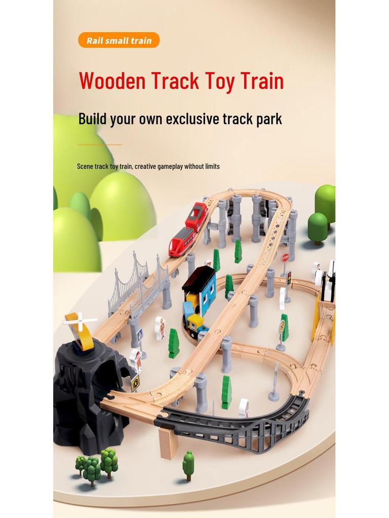 Early Learning Wooden Train Track Toy for Babies, 85-Piece Set