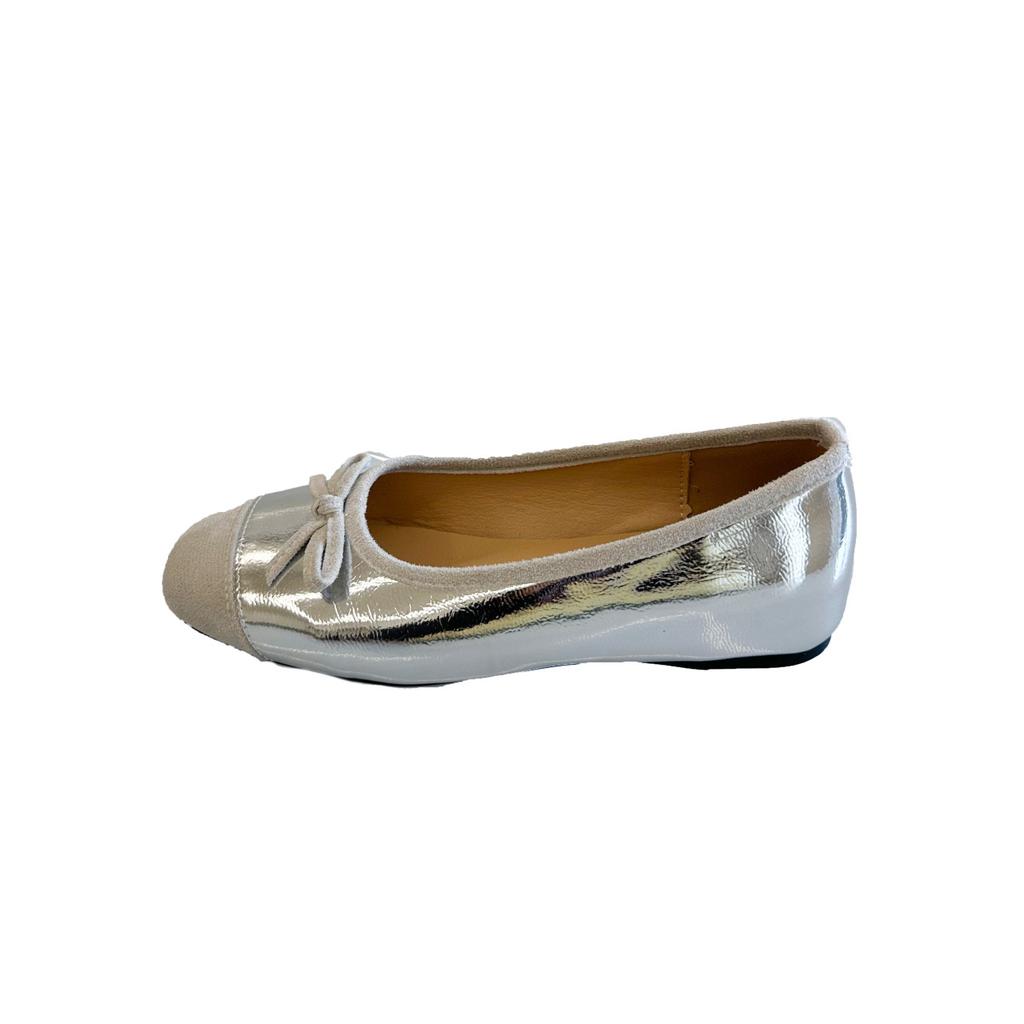 French Retro Silver Soft-soled Single Shoes Women's Shoes Summer Ladyshoes Evening Bow Flats Red Grandma Shoes