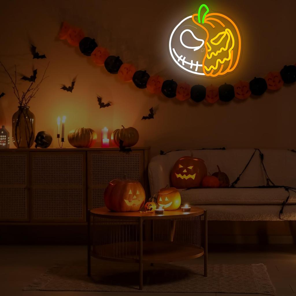 Halloween Neon Signs Skull Neon Light Pumpkin Signs Halloween Led Sign for Bedroom Wall Halloween Decor Christmas Gift